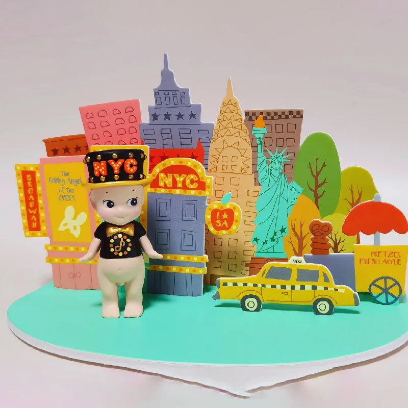 Sonny Angel New York Blind Box Big Apple Broadway Yellow Cab Statue of Liberty Doll Mini Action Figures Kids Cute Toys